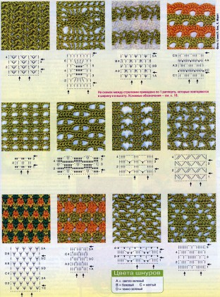 разнообразие узоров для вязания