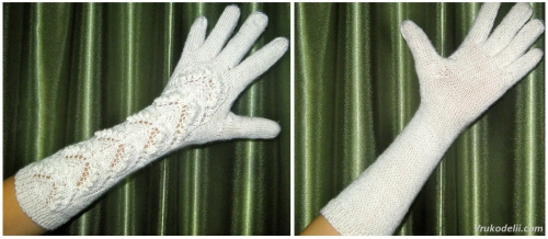 Вязанные женские перчатки