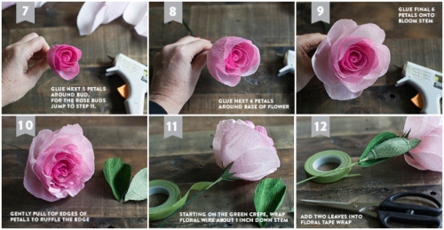 красивые искусственные розы, простой мастер-клас, мк, МК , розы из гофрированной бумаги своими руками