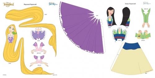 Рапунцель, улан, популярные принцессы Диснея, поделки из бумаги, бумажное оделирование, куклы из бумаги своими руками