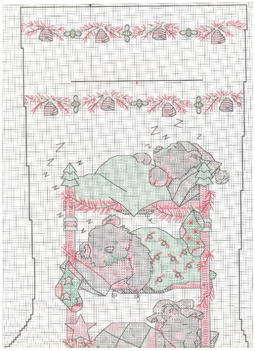 новогодний декоративный носочек с вышивкой крестом, схемы вышивки крестом к новому году, рождественский носочек, схема вышивки, выкройка