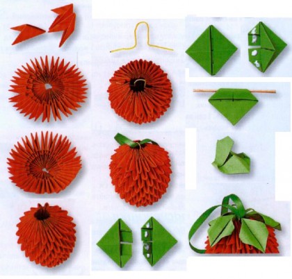 фрукты из модулей оригами