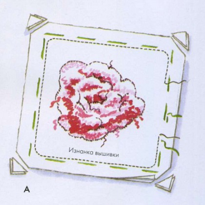 подушечка с вышивкой розы