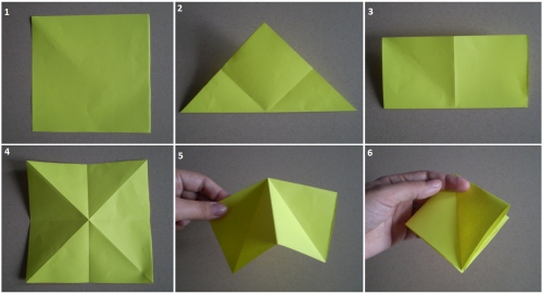Оригами корзинка. Иллюстрация подробного изготовления 