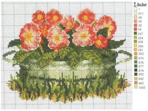 Схема для вышивки крестом садовых цветов