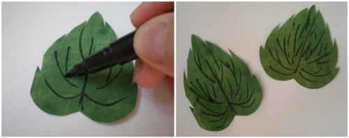 Делаем зеленые листья из бумаги