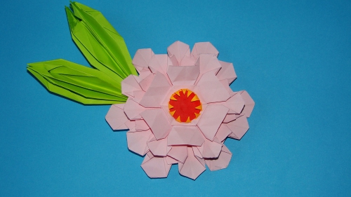 Цветок цинния в технике оригами