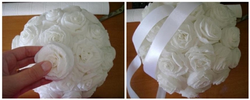 Свадебный шар из белых роз