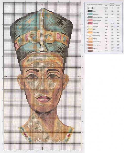 Вышиваем жену фараона царицу Нефертити