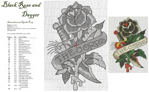 Ed Hardy роза с кинжалом, схема