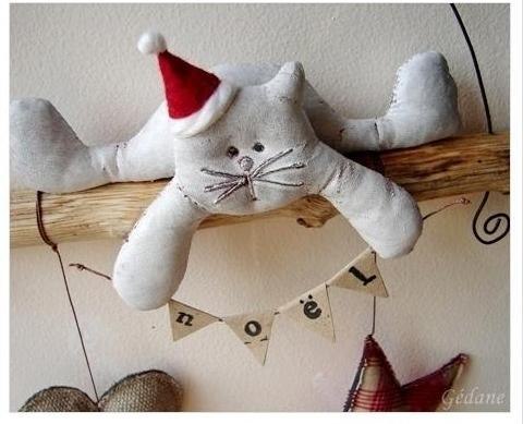 рождественский декор, белый кот, выкройка, пошаговое описание урок шитья мягкой игрушки 