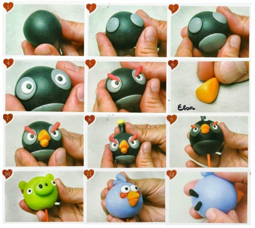 Angry Birds из полимерной глины, пошаговый урок, мастер-класс