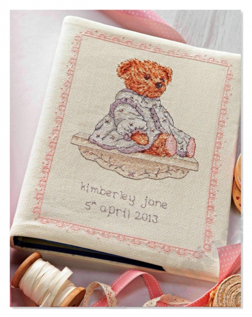 милая обложка для детского фото альбома, вышивка крестом, мишка Тедди, медвежонок, медведь Тэдди , алфавит