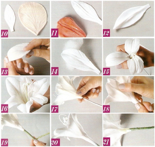 красивые лилии своими руками из полимерной глины, мастер-класс, мк, МК, пошаговый урок лепки цветы из полимерной глины, холодного фарфора