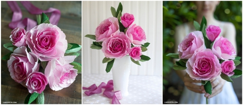 реалистичные розы из гофрированной бумаги, простой и подробный мастер-класс, МК, мк, искусственные цветы своими руками