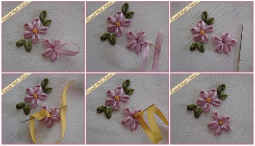 миниатюрные лютики цветы, вышитые лентами, простой и подробный мастер-класс по вышивке лентами, подборка