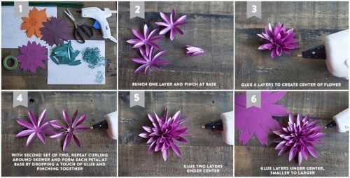реалистичные георгины из бумаги, простой мастер-класс для новичков, цветы из плотной бумаги своими руками