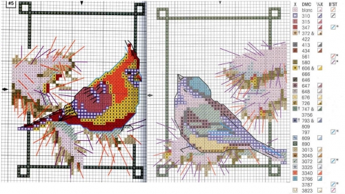простая и удобная цветная схема для вышивки крестом, птички, птицы, миниатюра вышивка схема