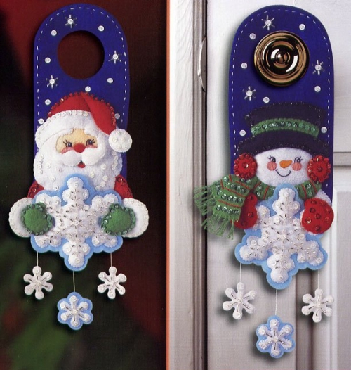 декор к новому году, новогодний декор из фетра своими руками, дед мороз санта клаус снеговик, простые выкройки, елочные игрушки из фетра 