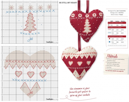 новогодние рождественские подвески сердечки, елочные игрушки с вышивкой, милые сувениры своими руками, выкройка, простая и удобная миниатюрная схема вышивки крестом